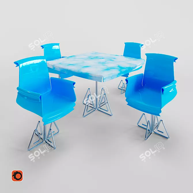 Sky Table and Chair Set 3D model image 1