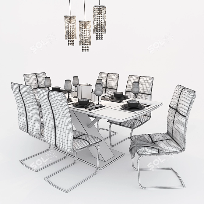 Elegant Dining Set: Nabor_hoff & Ikea 3D model image 3