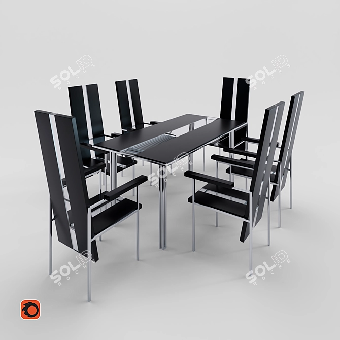 Moda Table and Chair Set 3D model image 1