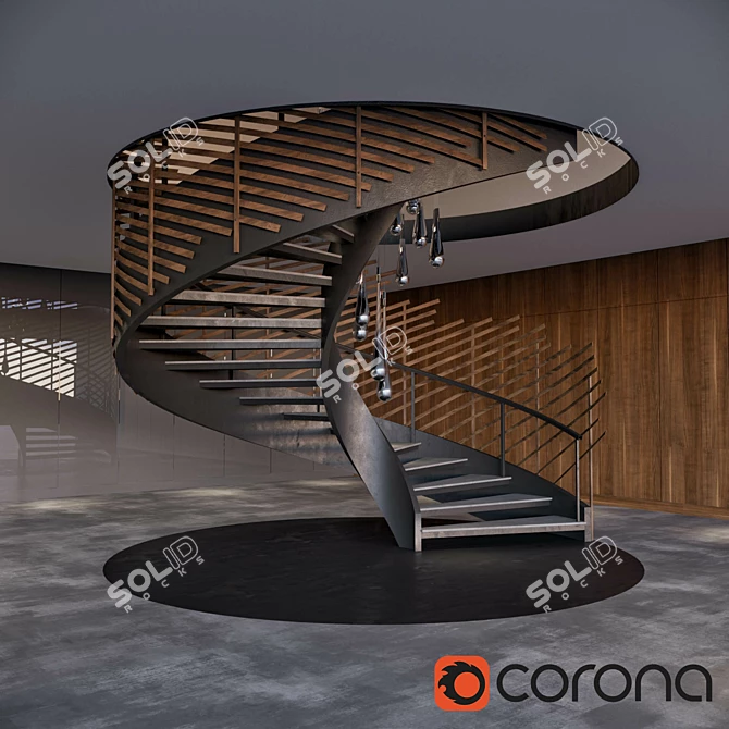 Spiral Staircase + Easy Install 3D model image 1