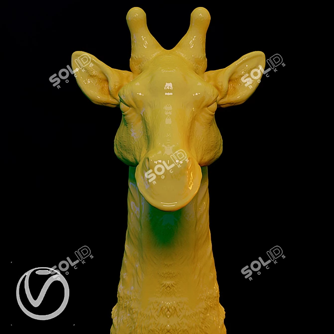 Graceful Giraffe Head Decor 3D model image 1