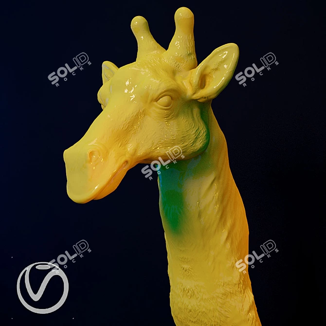 Graceful Giraffe Head Decor 3D model image 2