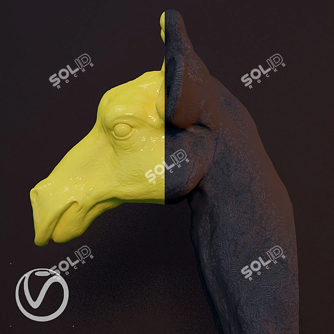 Graceful Giraffe Head Decor 3D model image 3