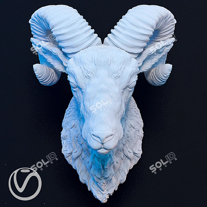 Ram's Head Plaster Sculpture 3D model image 1