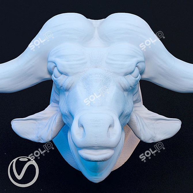 Buffalo Head Plaster Sculpture 3D model image 1