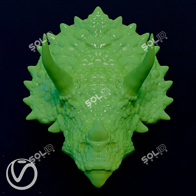 Dino Head Plaster Sculpture 3D model image 1