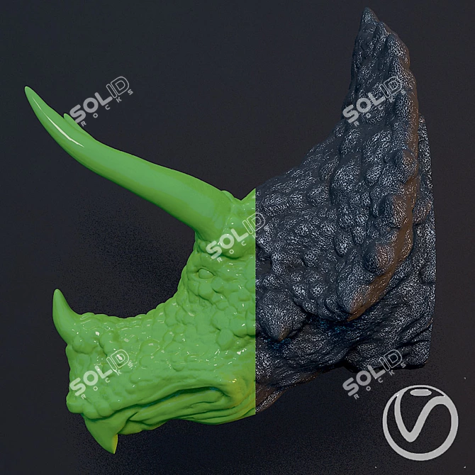 Dino Head Plaster Sculpture 3D model image 3