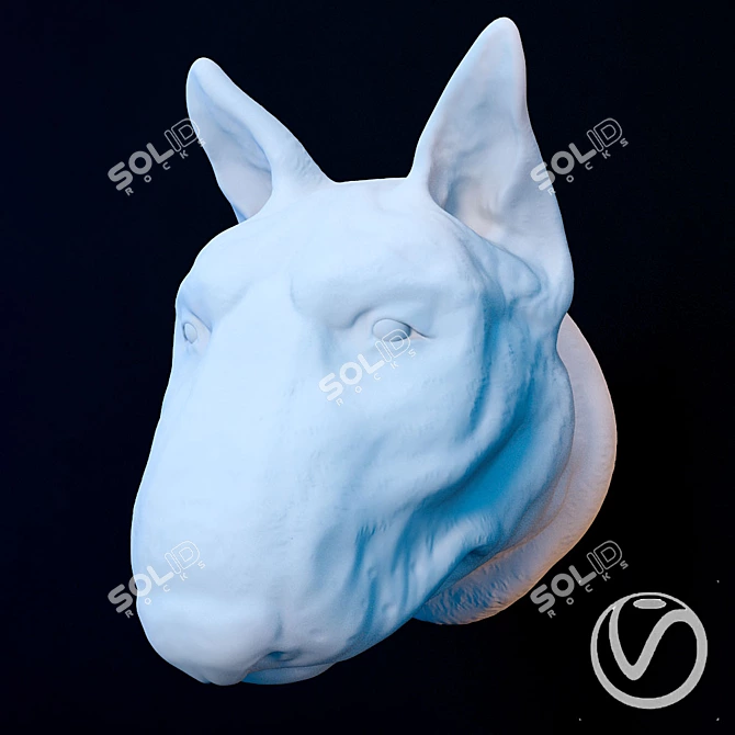 Elegant Bull Terrier Plaster Head 3D model image 1