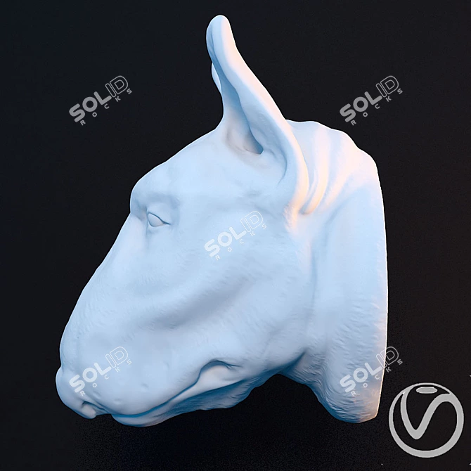 Elegant Bull Terrier Plaster Head 3D model image 2