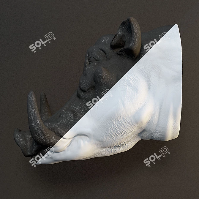 Warthog Plaster Head Sculpture 3D model image 3