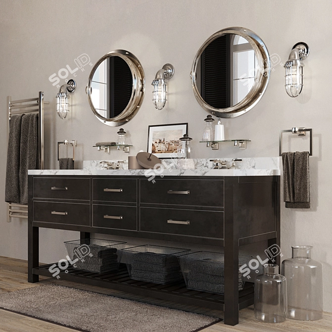 Restoration Hardware Hutton Washstand Collection 3D model image 1