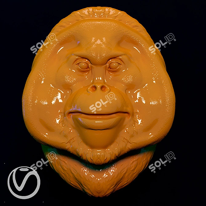Exquisite Orangutan Head Replica 3D model image 1