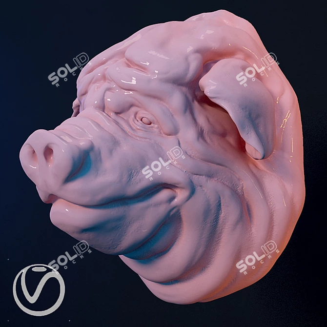 Porcelain Pig Decor: Adorable and Whimsical 3D model image 2