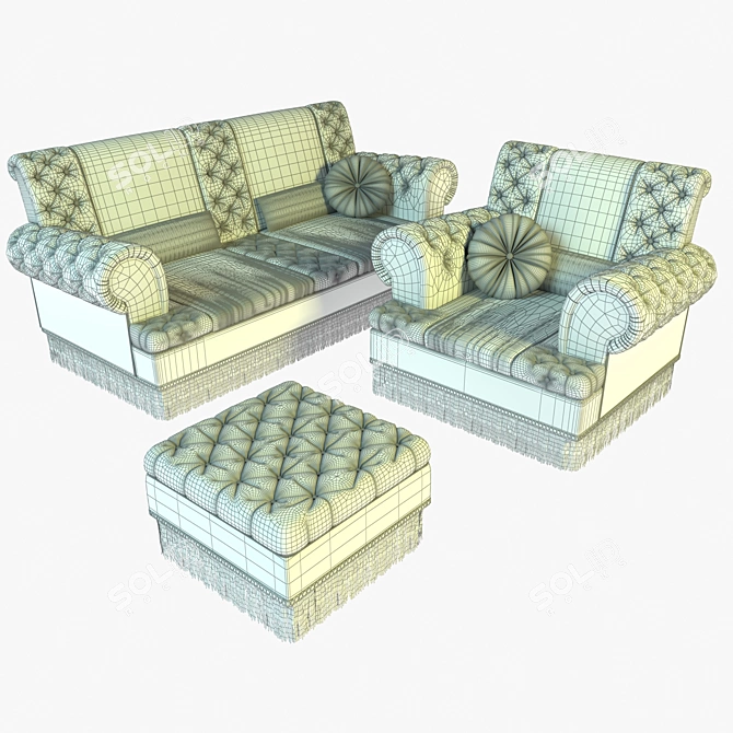 Elegant Asnaghi Elisir Living Set 3D model image 2