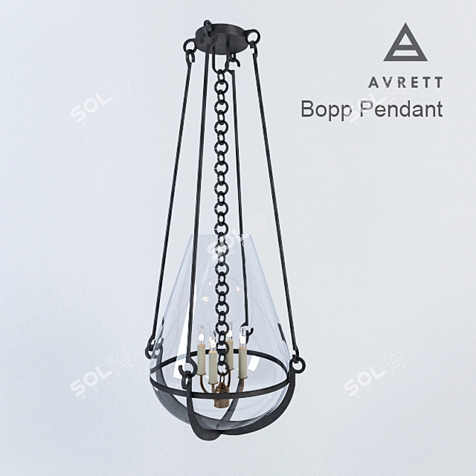 Sleek Silver Avrett Pendant 3D model image 1