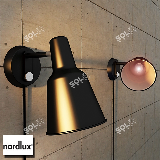 Industrial Black Wall Light Nordlux 3D model image 2