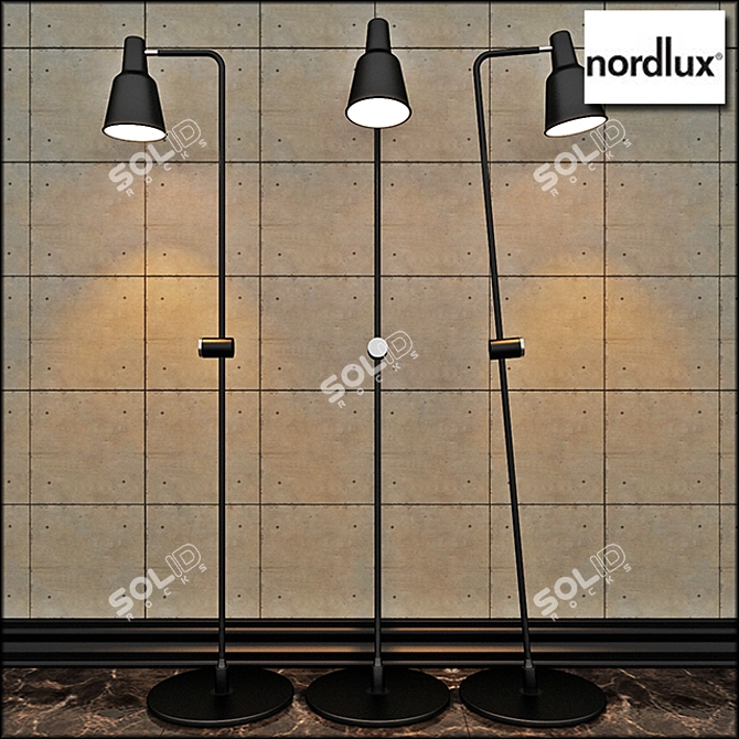 Industrial Black Floor Lamp Nordlux 3D model image 1