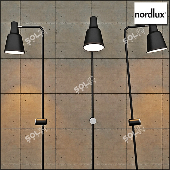 Industrial Black Floor Lamp Nordlux 3D model image 2