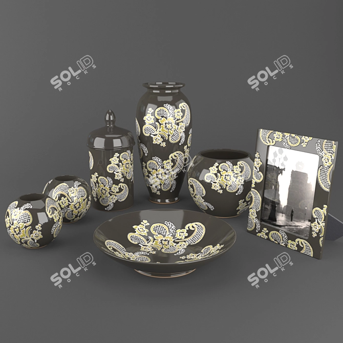 Konstar Black Ceramic Living Set 3D model image 2
