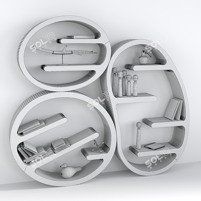 Stylish Bookcase with Decorative Set 3D model image 3