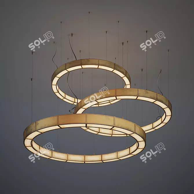 Copper Circular Pendant Light 3D model image 1