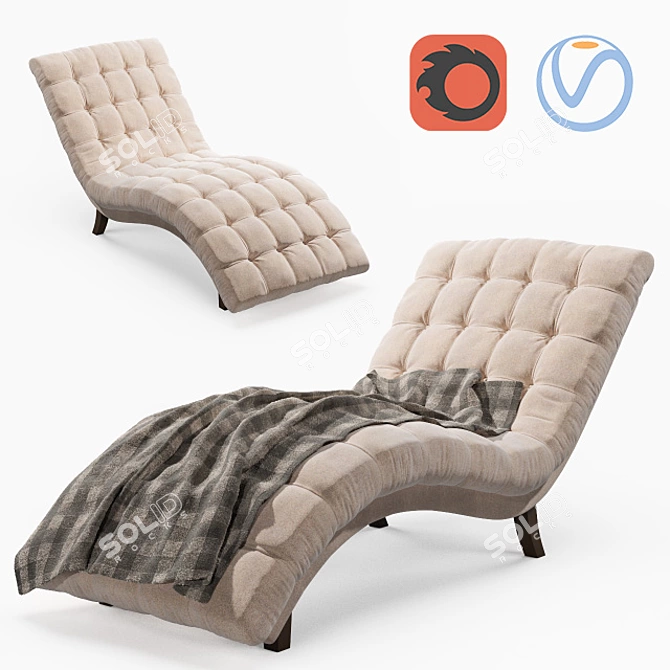 Elegant Sandstone Chaise Lounge 3D model image 1