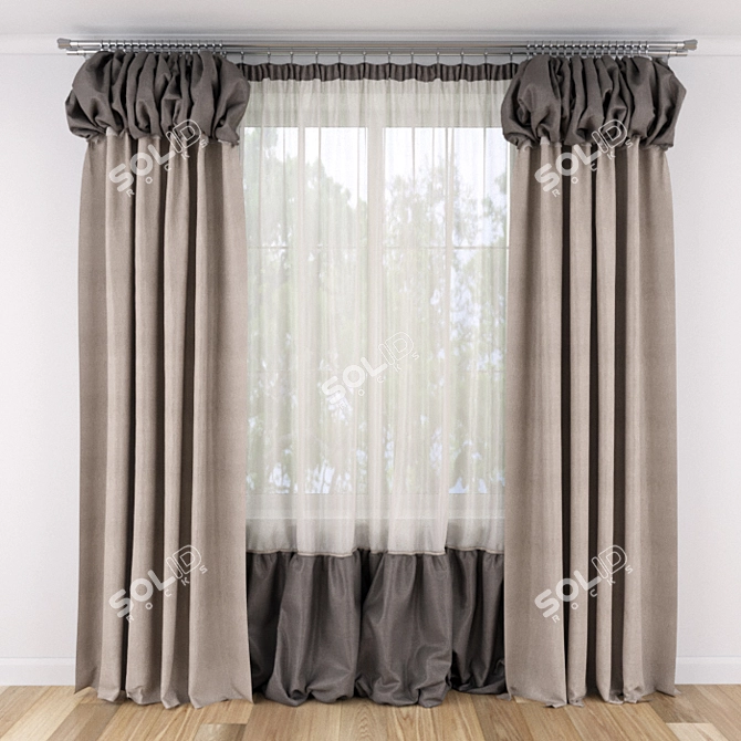 Linen Curtain with Lantern Decor 3D model image 1