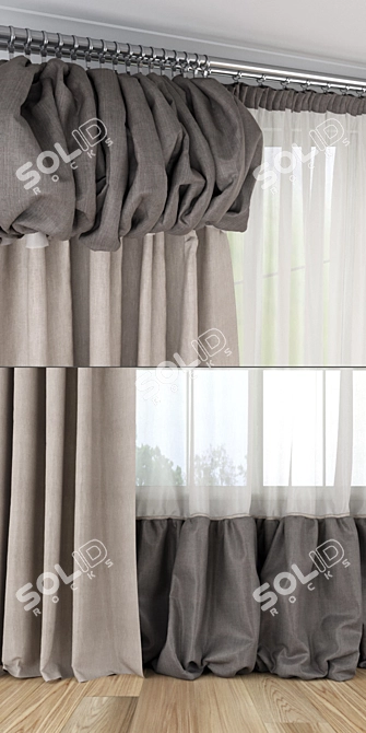 Linen Curtain with Lantern Decor 3D model image 2