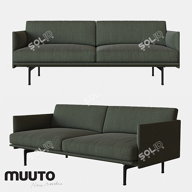 Modern Muuto OUTLINE 2 Seater Sofa 3D model image 1