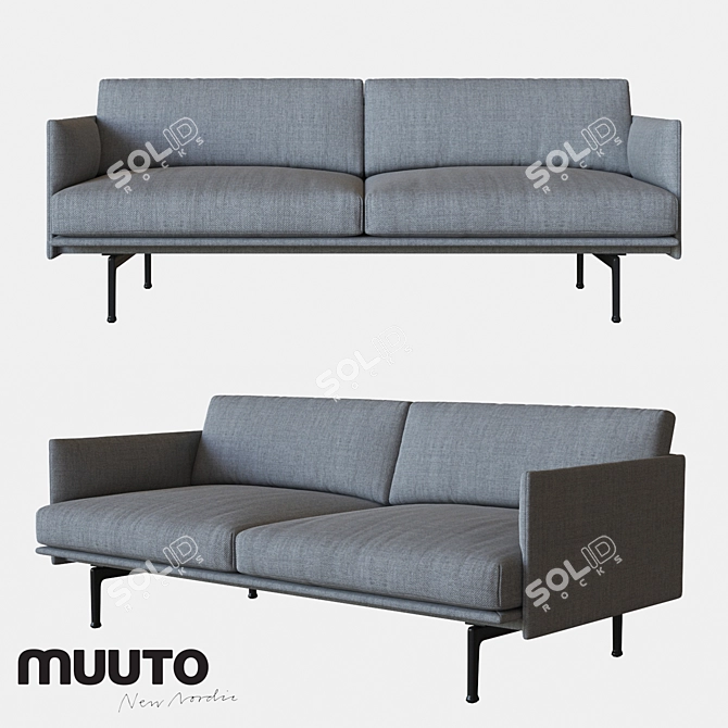 Modern Muuto OUTLINE 2 Seater Sofa 3D model image 2