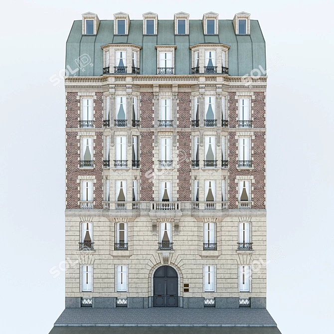 French Building Facade 3D model image 1