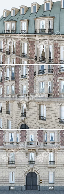 French Building Facade 3D model image 2