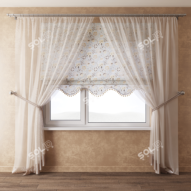 Provence Elegance Curtains 3D model image 1