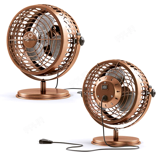 Sturdy Metal Desk Fan: Quiet & Adjustable 3D model image 1