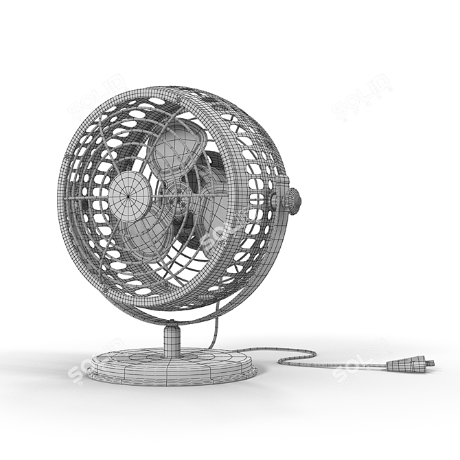 Sturdy Metal Desk Fan: Quiet & Adjustable 3D model image 2