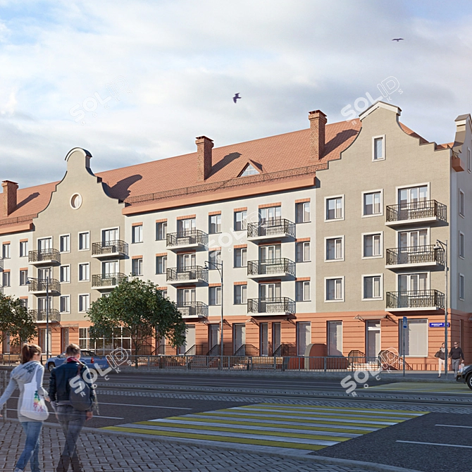 Renovated Low-Rise House Facade 3D model image 2