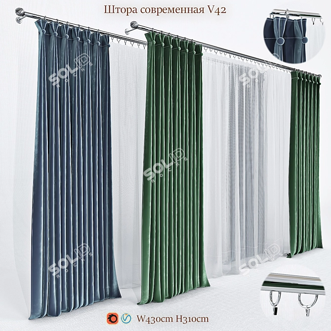 Title: Sleek Modern Blinds 3D model image 2