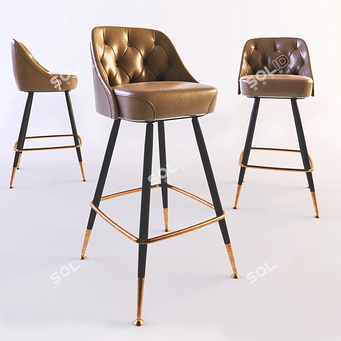 Elegant Leather Bar Stool 3D model image 1