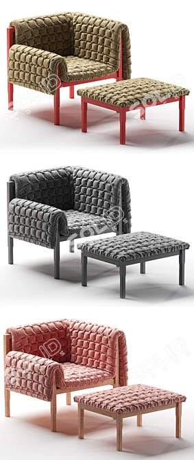 Elegant RUCHÉ Lounge Chair 3D model image 2