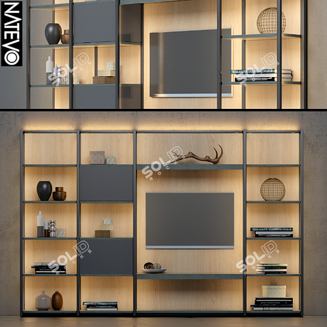 Natevo Continuum Bookcase: Sleek and Spacious 3D model image 1
