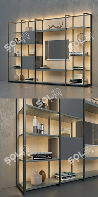 Natevo Continuum Bookcase: Sleek and Spacious 3D model image 2