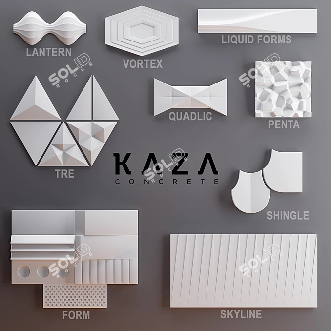 Elevate Your Space: Kaza Concrete Tiles 3D model image 1