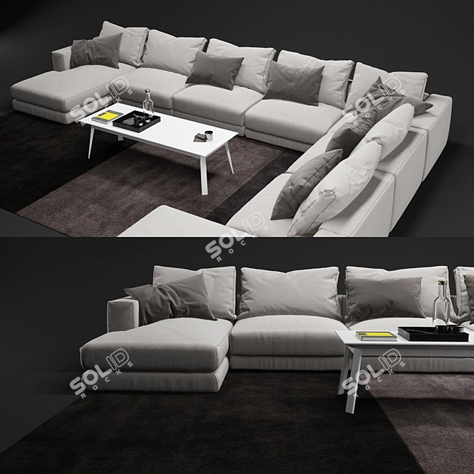 Elegant Swan Hills: Sofa and Table 3D model image 3