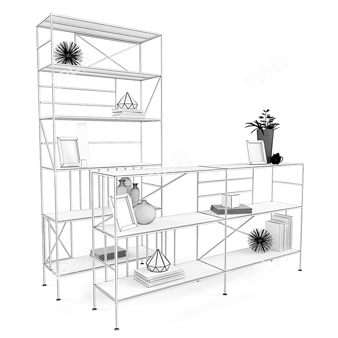 Modern Prairie Bookcase Set by Sauder Boutique 3D model image 2