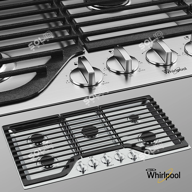 High-Powered Whirlpool Gas Cooktop 3D model image 1