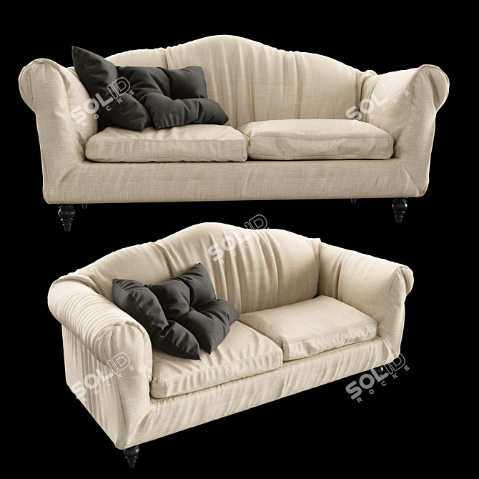 English Mood Shabby Sofa 3D model image 1