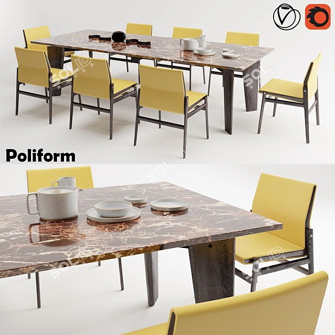 Elegant Poliform Ipanema Dining Set 3D model image 1