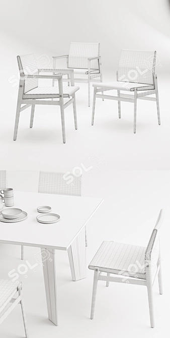 Elegant Poliform Ipanema Dining Set 3D model image 3