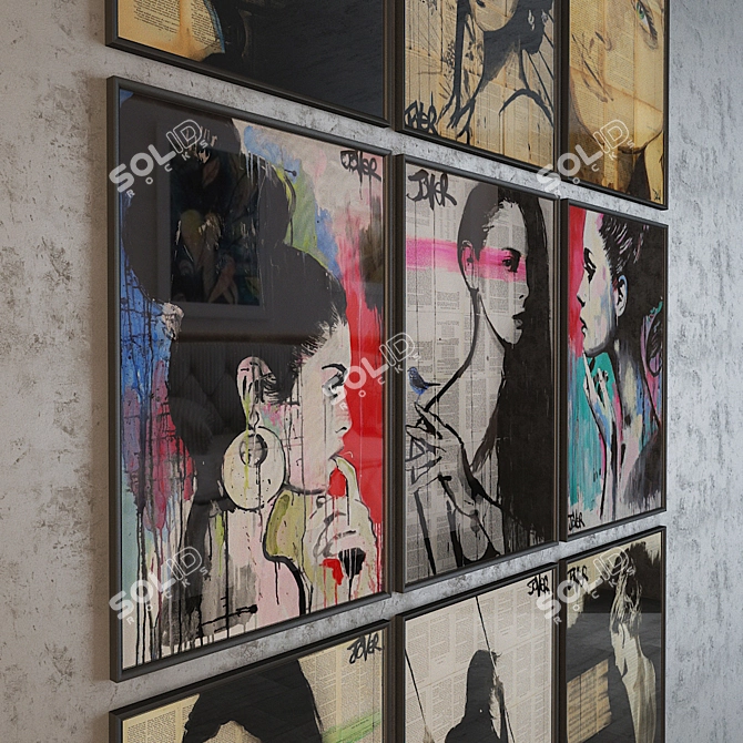 Loui Jover Art Set: 9 Framed Posters in Glass | 915x610mm 3D model image 2