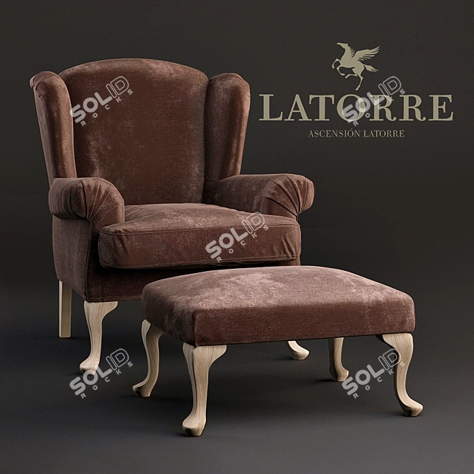 Elevate Your Comfort: Ascension Armchair+Pouf 3D model image 1